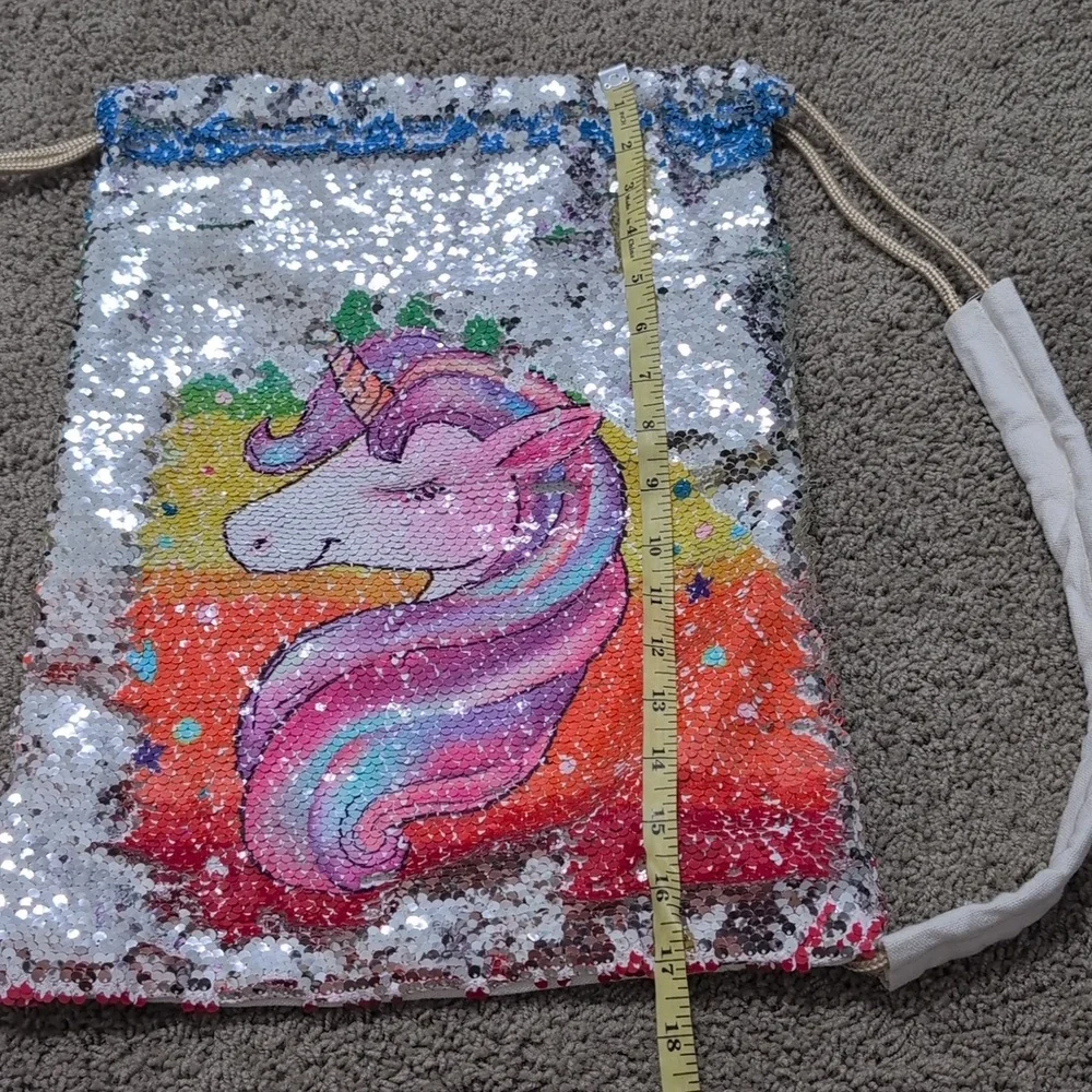 Unicorn Sequin Canvas Cinch Bag Little Girl Accessories‎